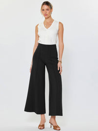 Ponte Flared Pintucked Pants