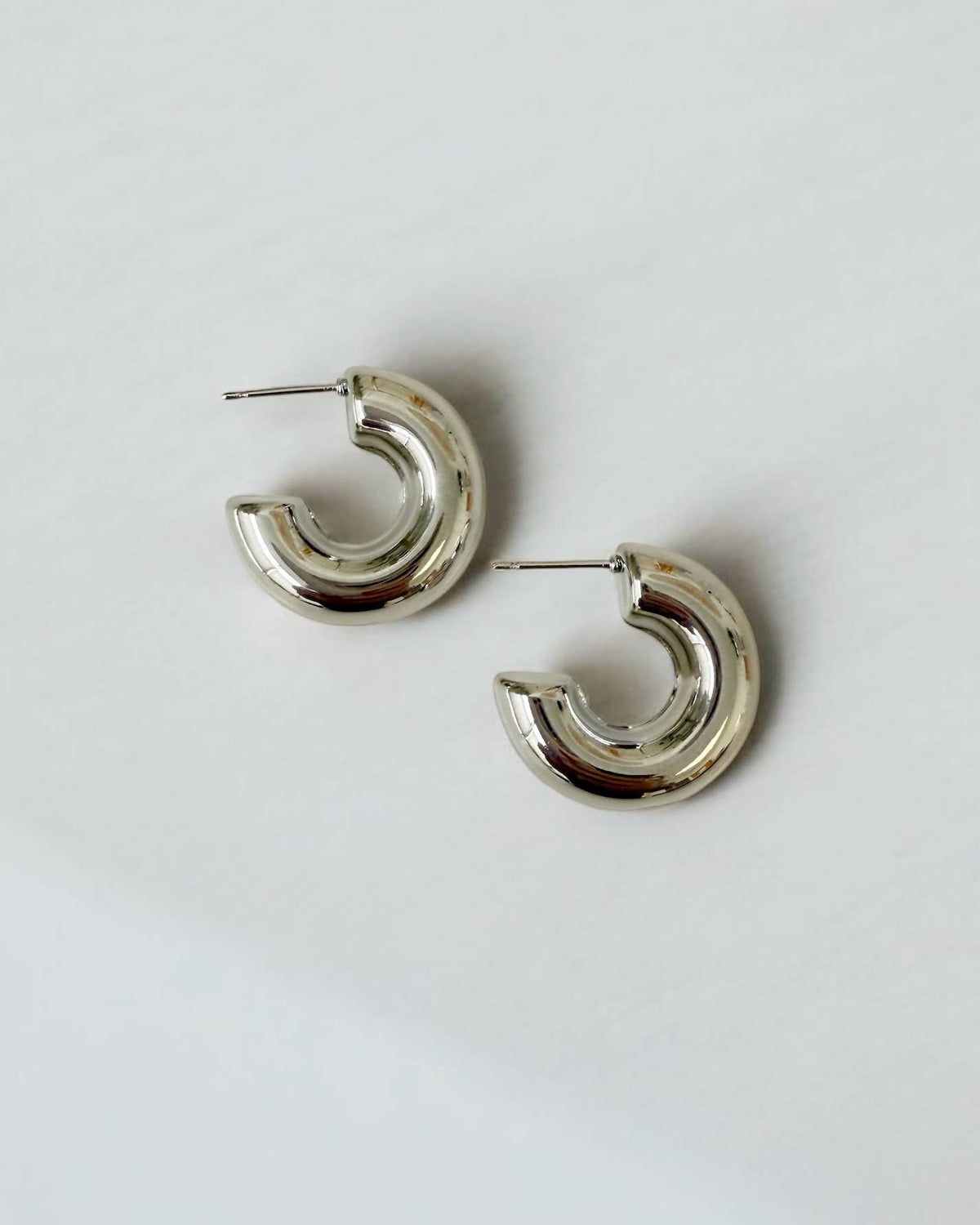 Ellie Chunky Tube Hoops Earrings Gold Filled Silver