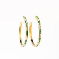 Lulu Hoop Earring Brass With Chanel Of Seed Bead Kelly Green