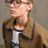 Collar Jacket with Contrast Stitching