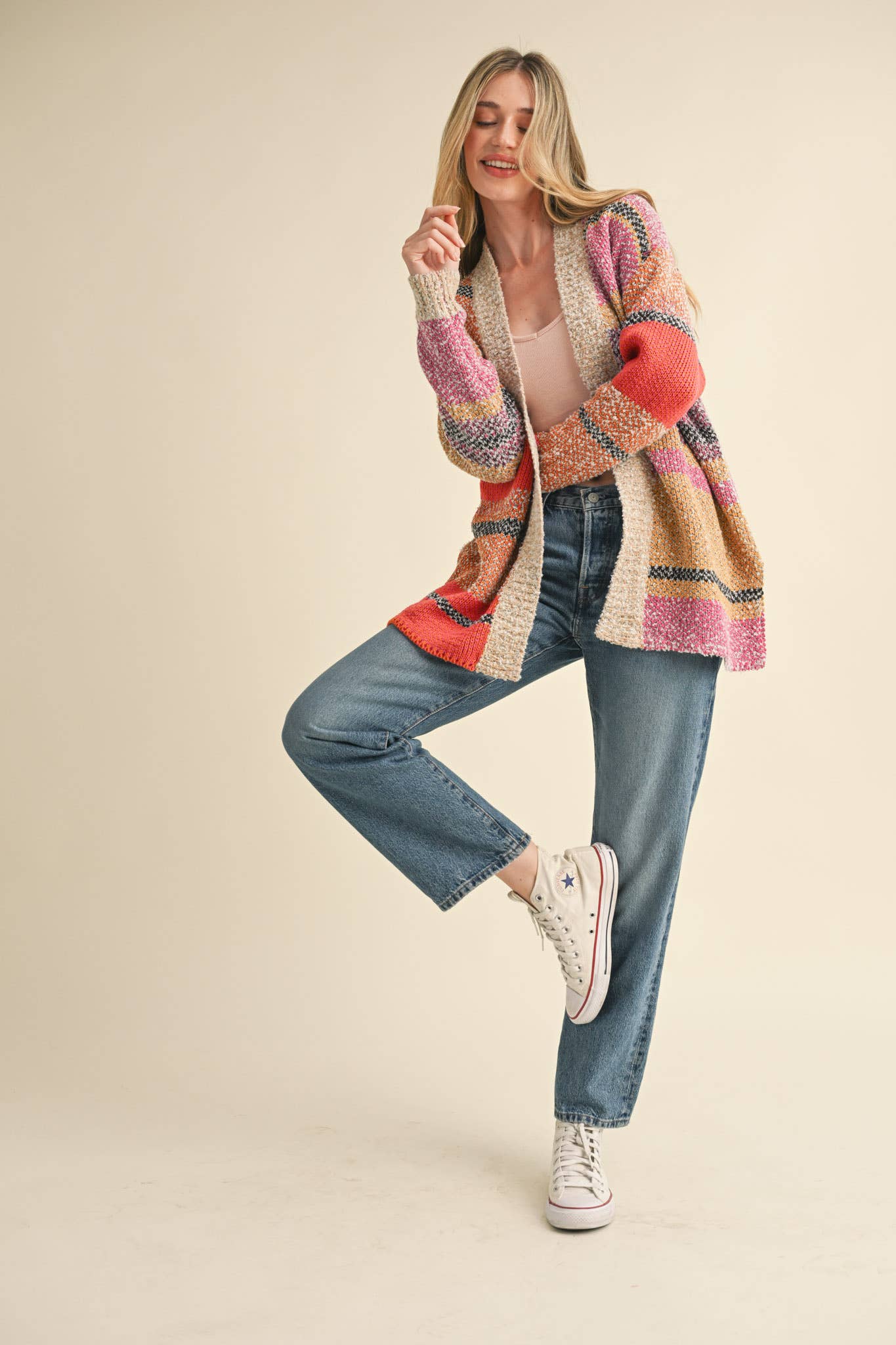 Oversized Color Block Cardigan