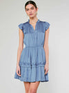 Flutter Sleeve Ruffle Detail Mini Dress