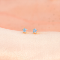 Milky Blue Star Studs