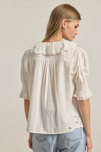 Embroidered Collar Button Blouse