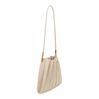 Carrie Ivory Pleated Vegan Leather Shoulder Bag