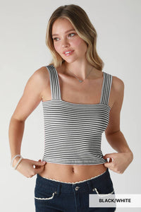 Modal Striped Square Crop Top