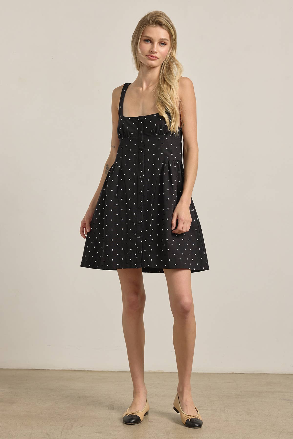 Polka Dot Button-Down Mini Dress