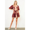 Puff Sleeve Button Front Tie Waist Dress