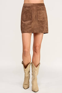 FRONT POCKET SUEDE MINI SKIRT
