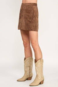 FRONT POCKET SUEDE MINI SKIRT