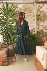 Surplice Tiered Midi Dress