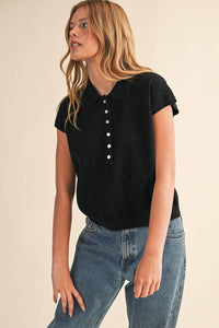 Cap Sleve Collared Sweater Vest