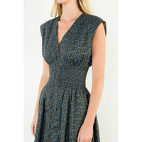 Mini Flower Long Zipper Dress