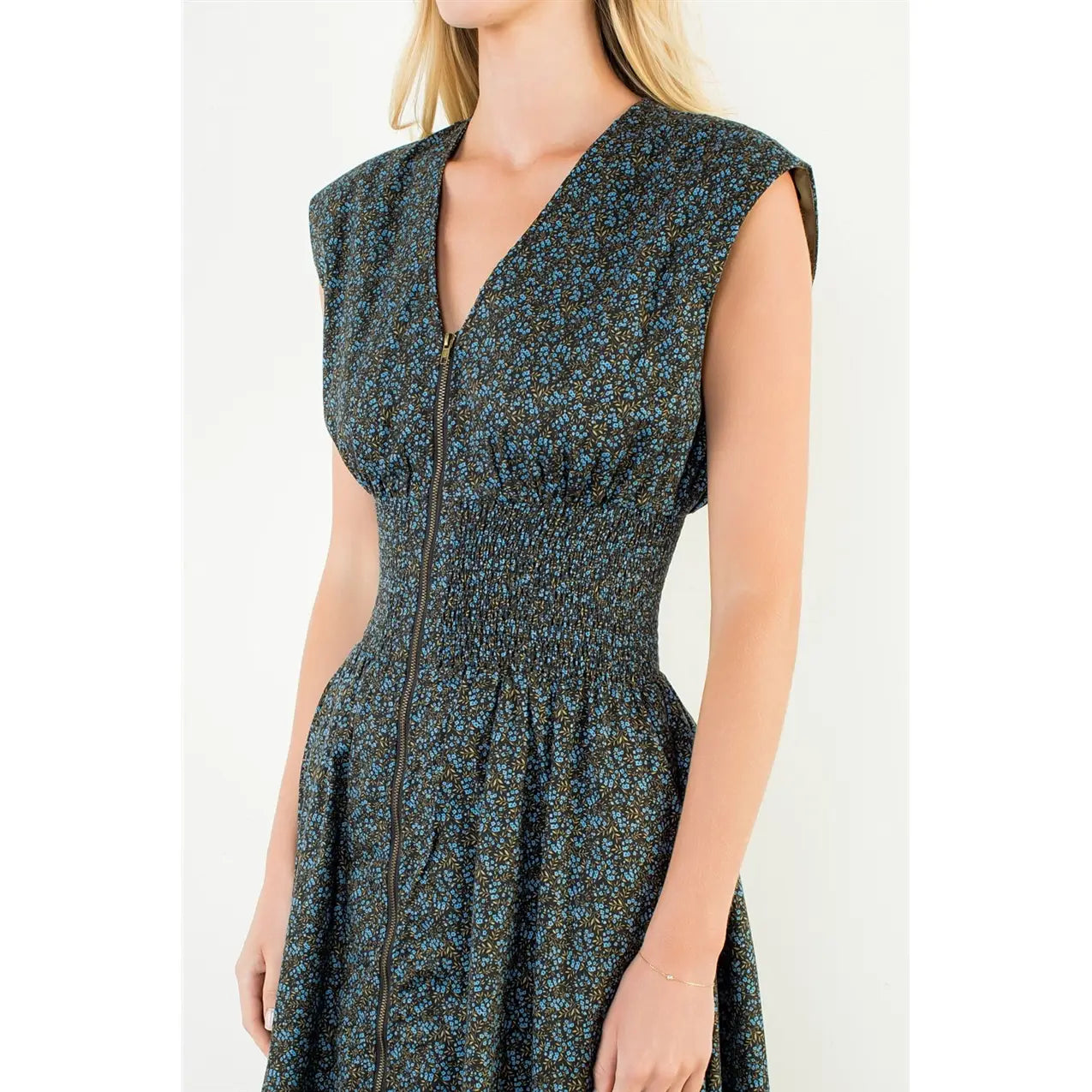 Mini Flower Long Zipper Dress