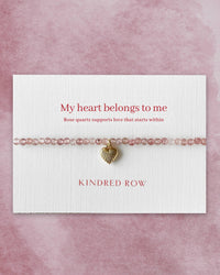Rose Quartz Heart Affirmation Charm Bracelet