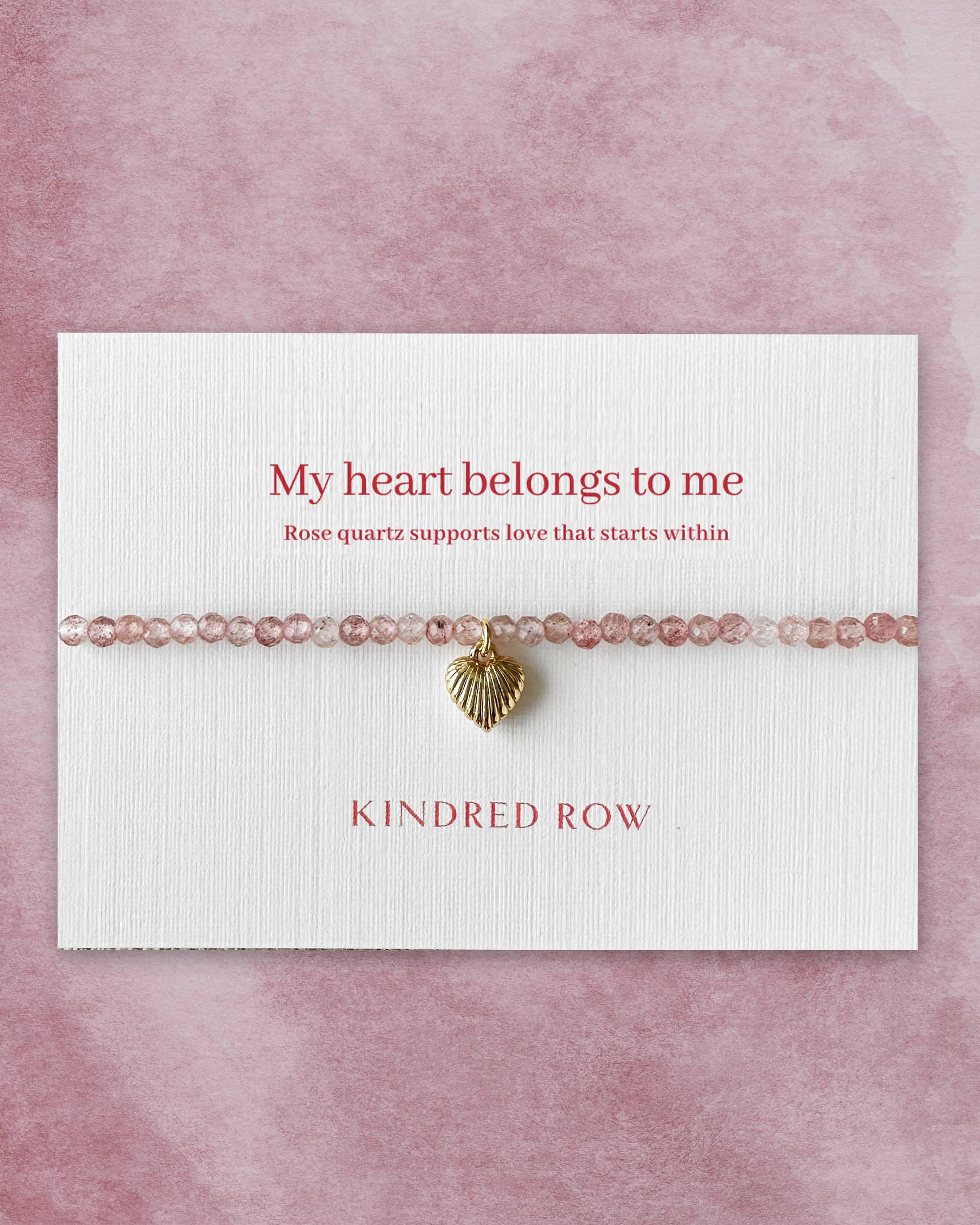 Rose Quartz Heart Affirmation Charm Bracelet