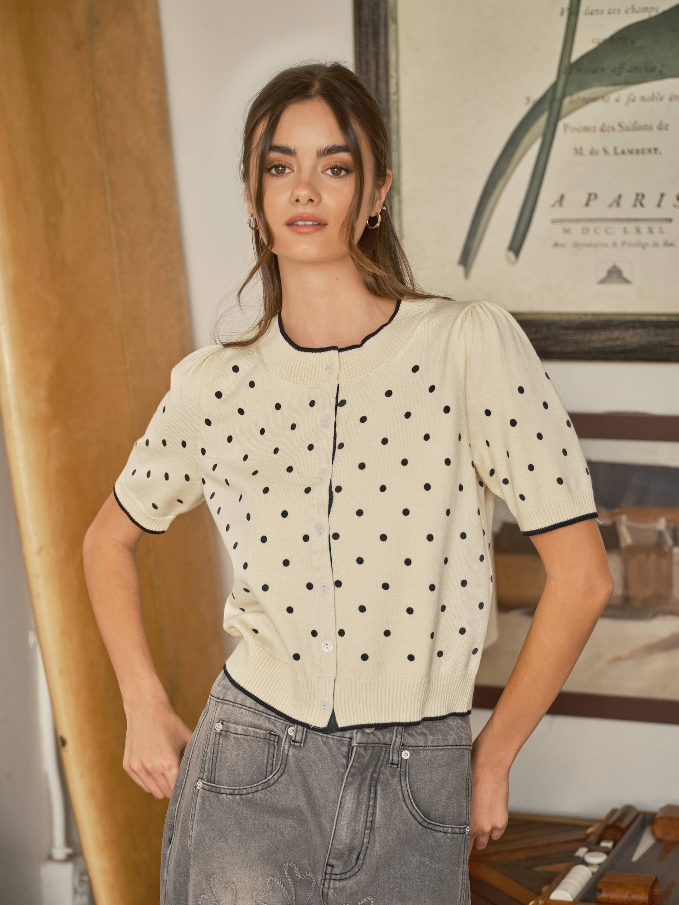 Wool Mix Polka Dot Cardigan