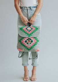 Slate, Green & Pink Aztec Backpack