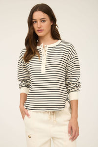 Stripe Snap Button Henley