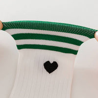 College Style Heart and Stripes Crew Socks