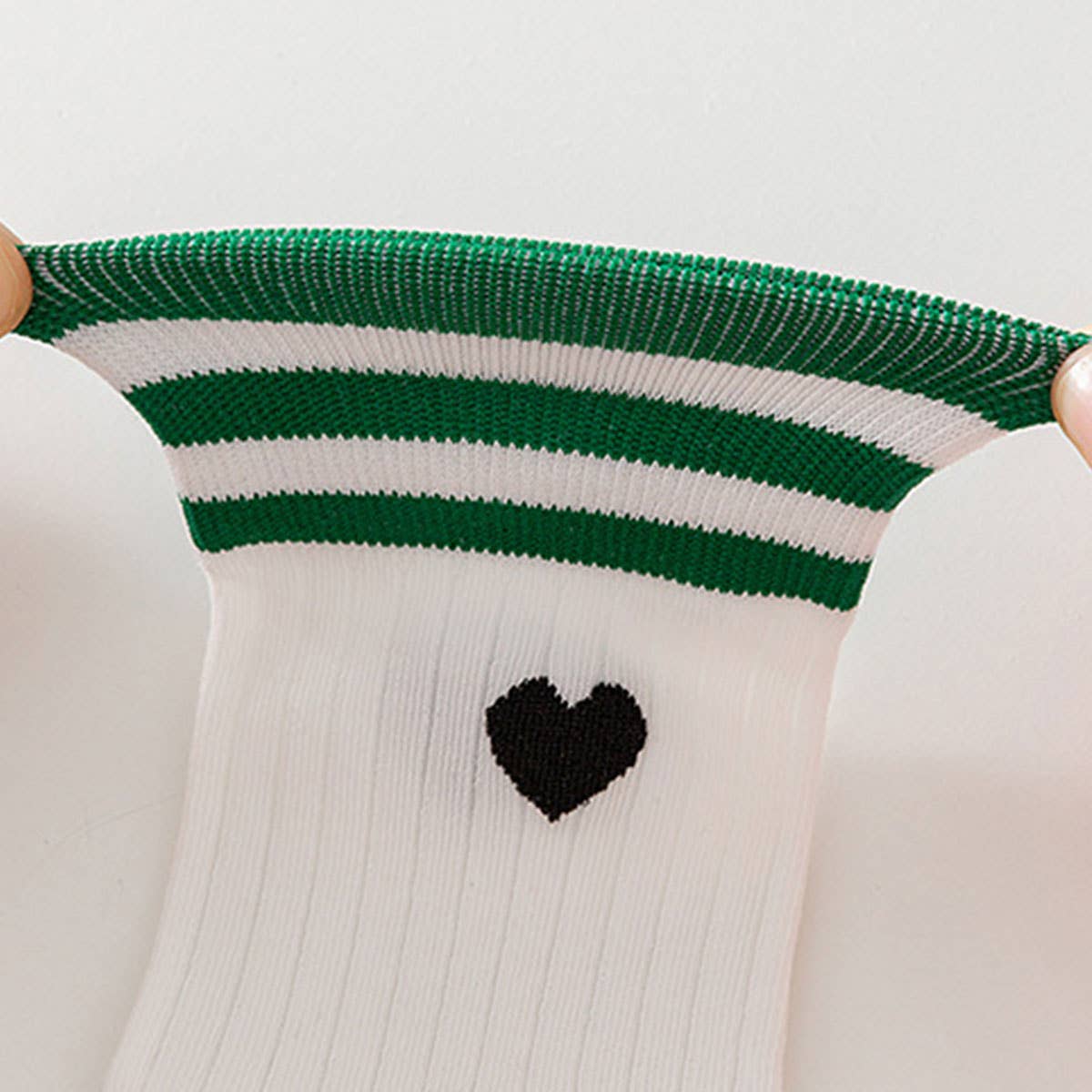 College Style Heart and Stripes Crew Socks