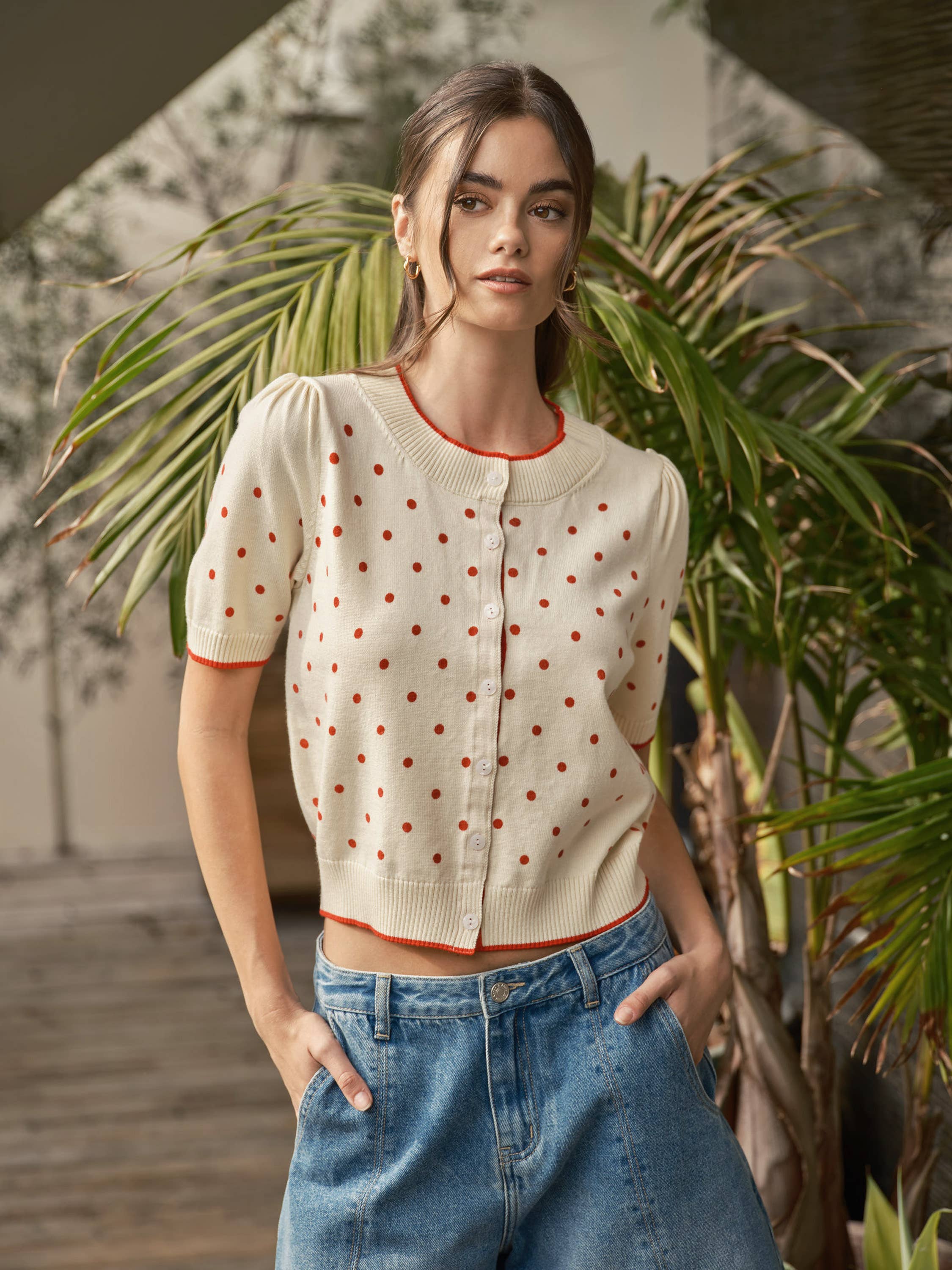 Wool Mix Polka Dot Cardigan