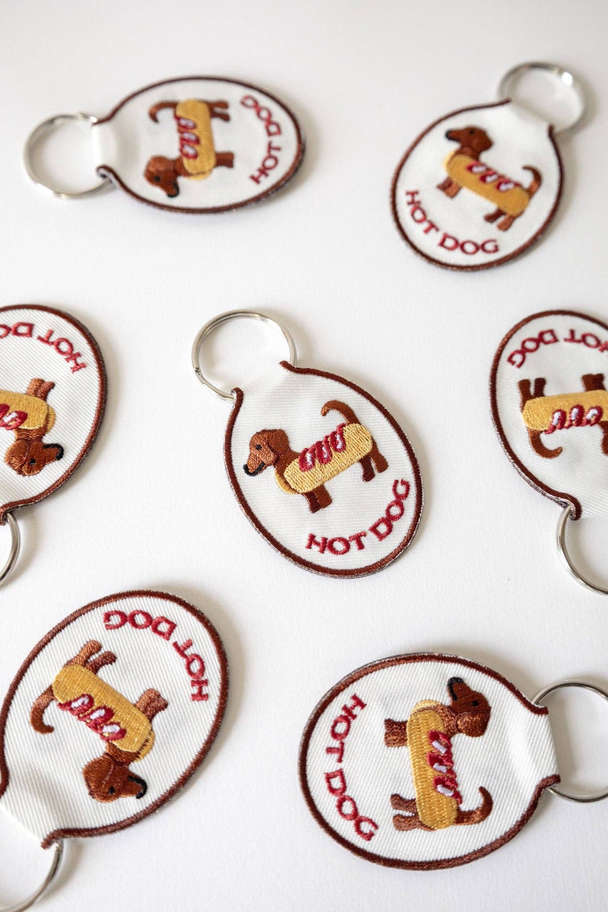 Hot Dog Embroidered Keychain