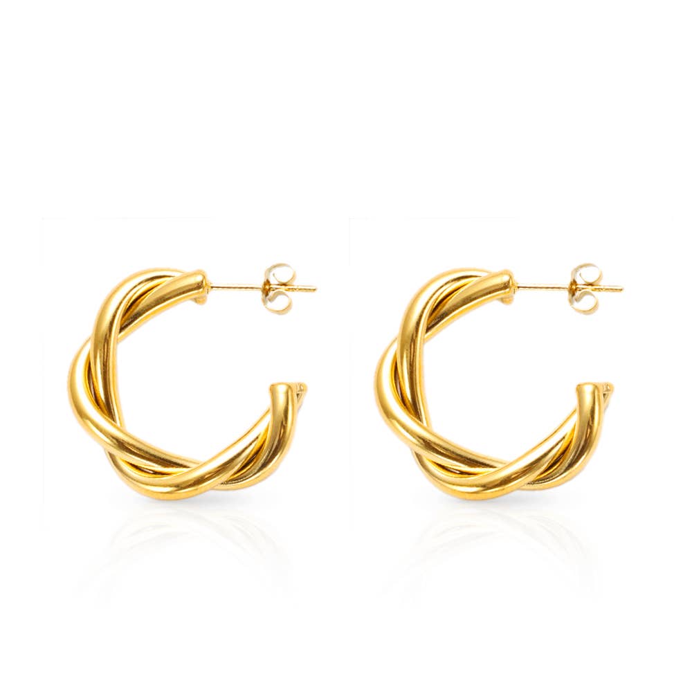 Gigi Earrings | Twisted 18K Gold Hoops | Waterproof Hoops