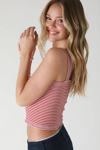Modal Striped Square Crop Top