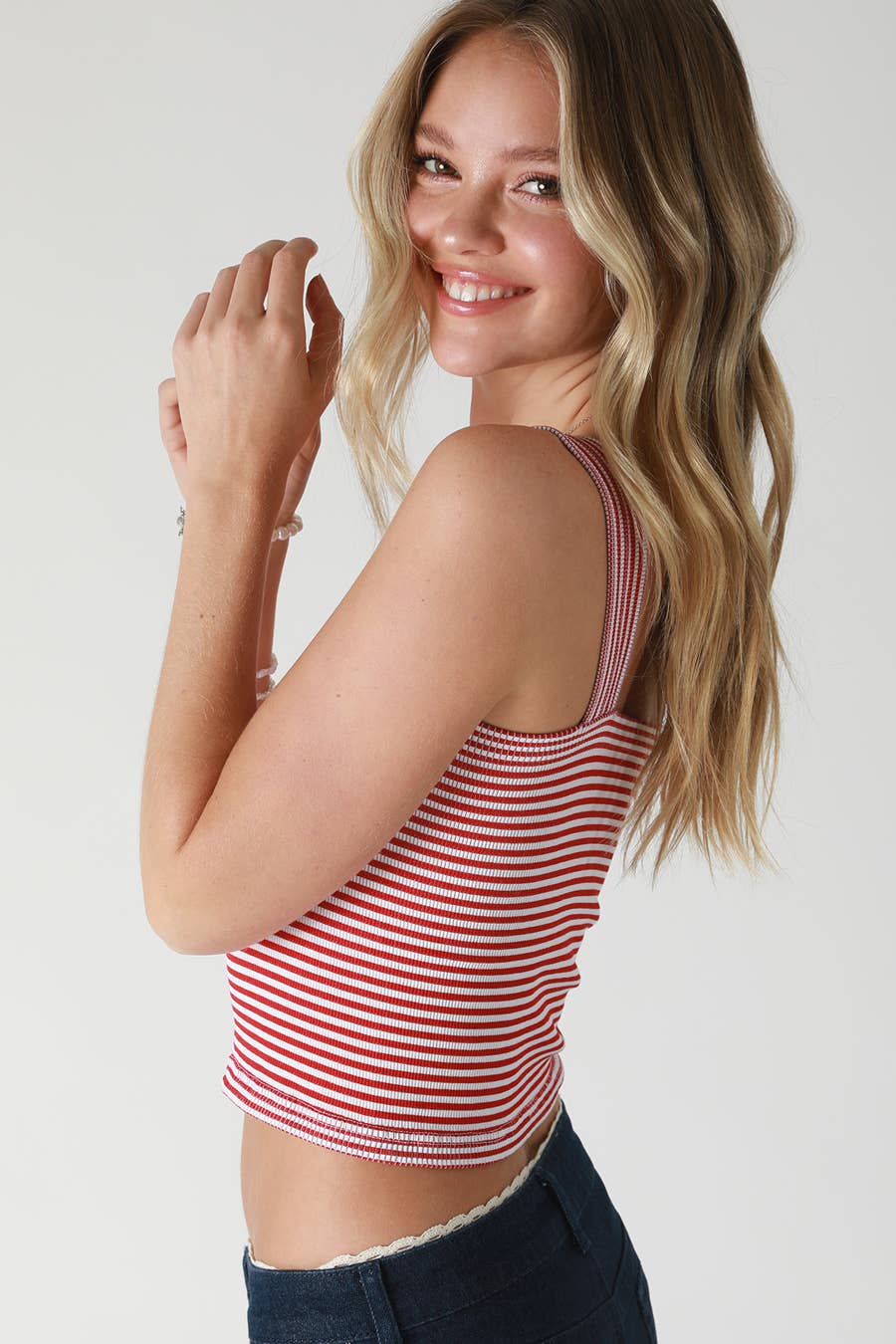 Modal Striped Square Crop Top