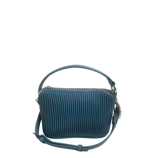 Ella Crossbody - Recycled Vegan Bag - Muted Blue Pleated