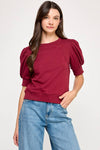 SHORT PUFF SLEEVE SWEATER