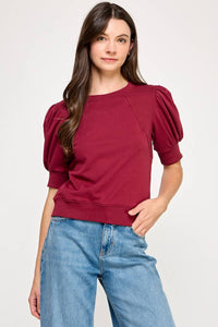 SHORT PUFF SLEEVE SWEATER