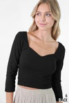 Sweetheart 3/4 Sleeve Crop top