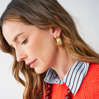 Della Multi Band Hoop Earrings Brass