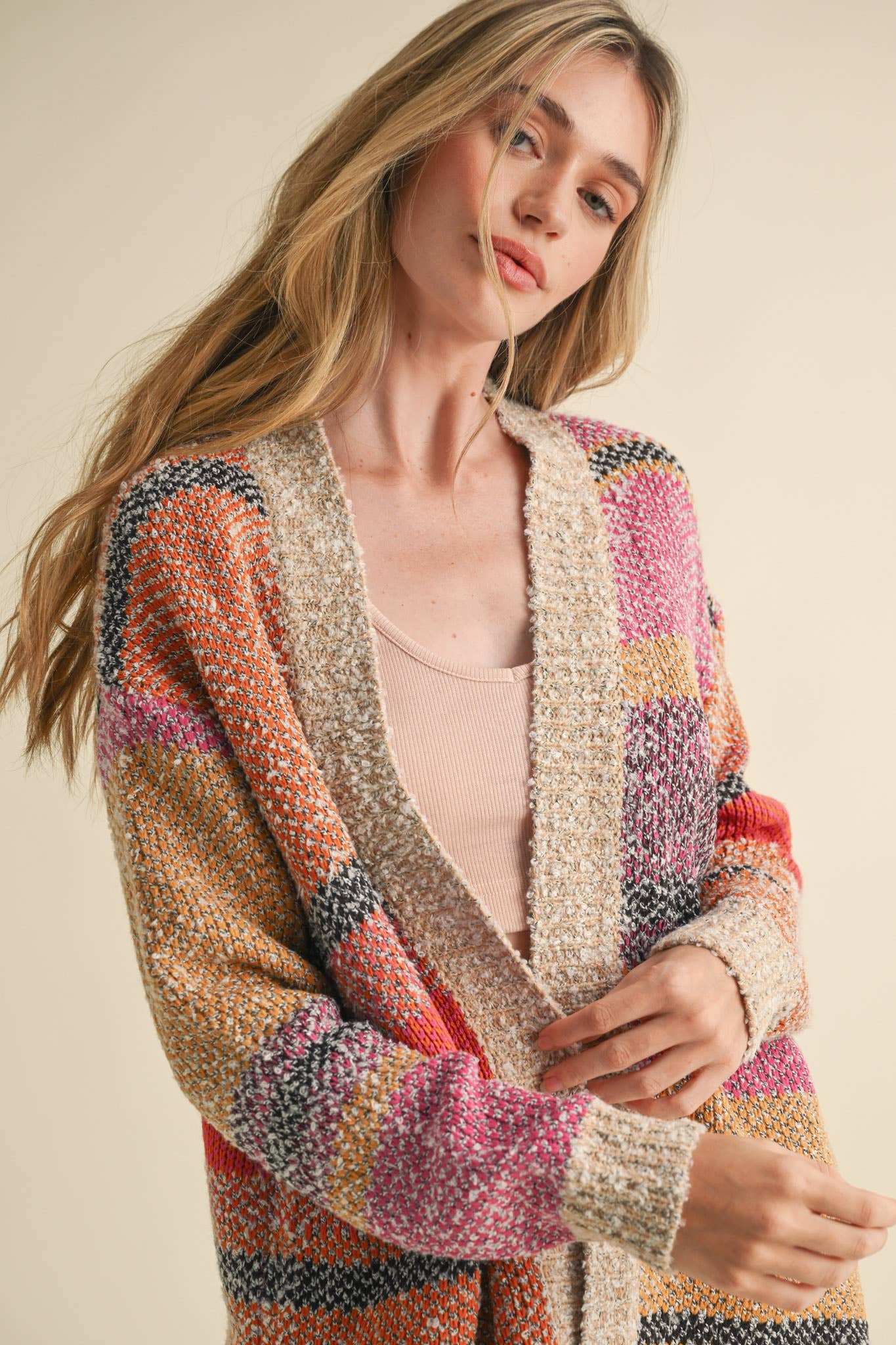 Oversized Color Block Cardigan