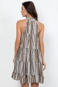Ruffle neck short tier dress