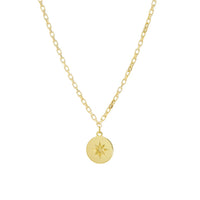 Compass coin charm necklace