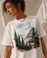 Wild Horizon Mountain Scene Cream T-Shirt