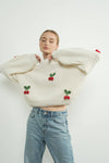 3D CHERRY CHUNKY KNIT SWEATER