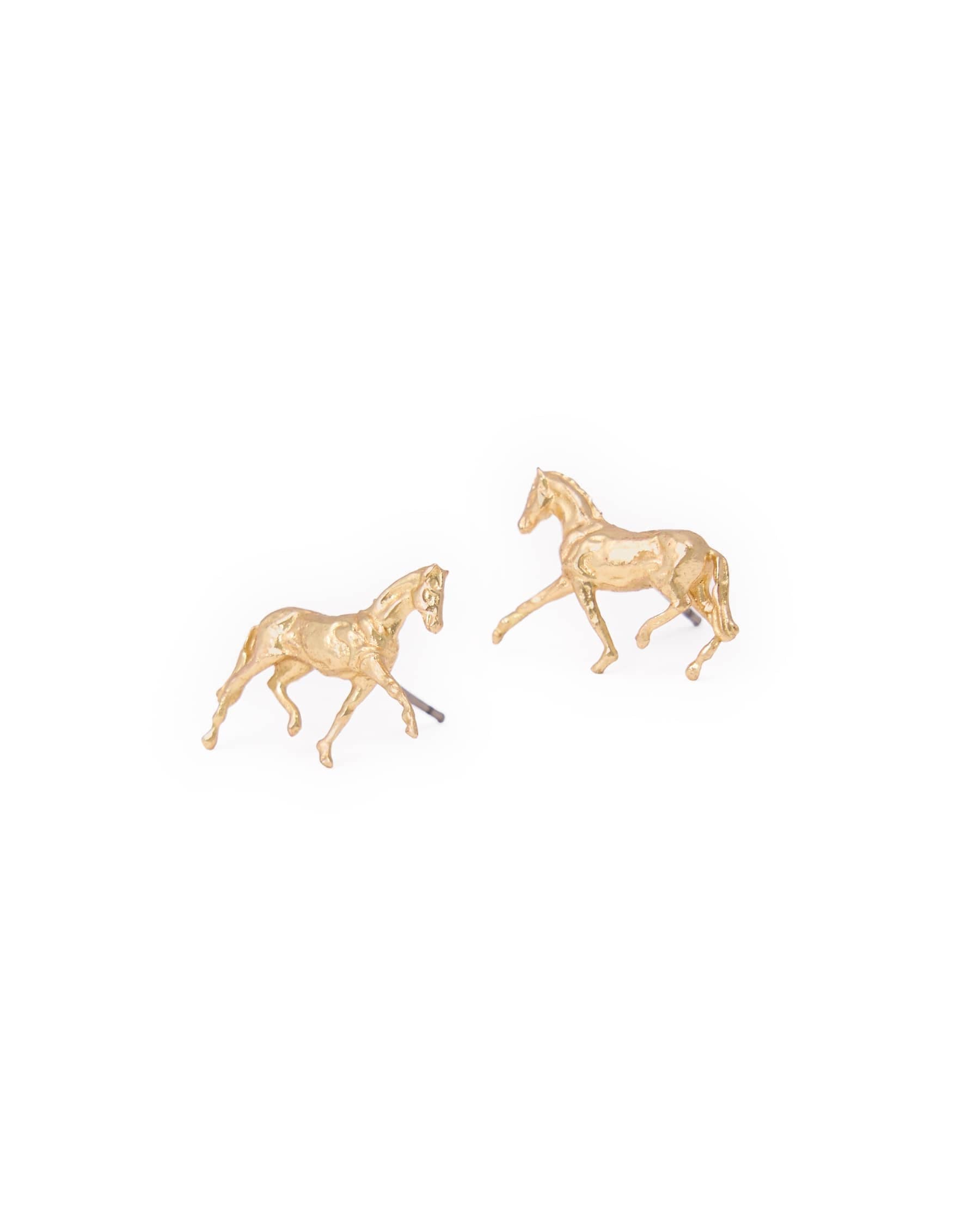 Alice Horse Post Earrings Brass