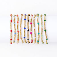 Ashley Small Brass + Crystal Stretch Bracelet Teal + Gold