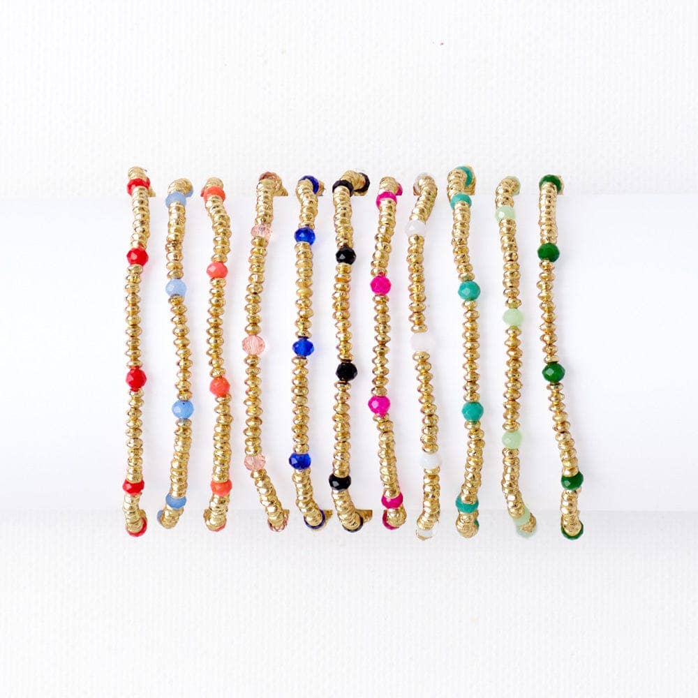 Ashley Small Brass + Crystal Stretch Bracelet Blush + Gold