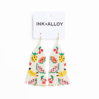 Delilah Fruit Beaded Fringe Earrings Multi