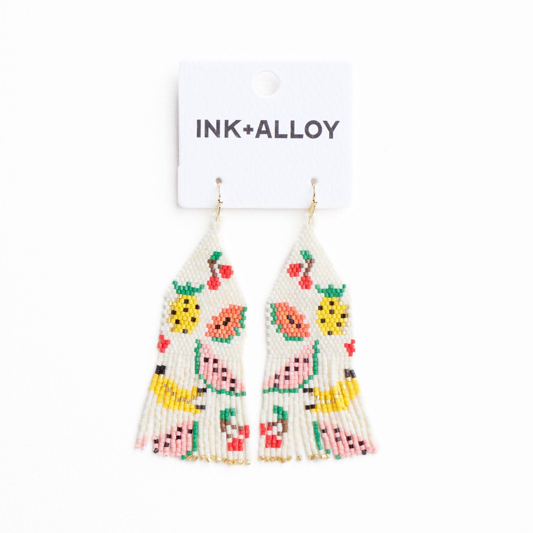 Delilah Fruit Beaded Fringe Earrings Multi
