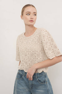 CROCHET LACE TOP WITH SCALLOP HEM