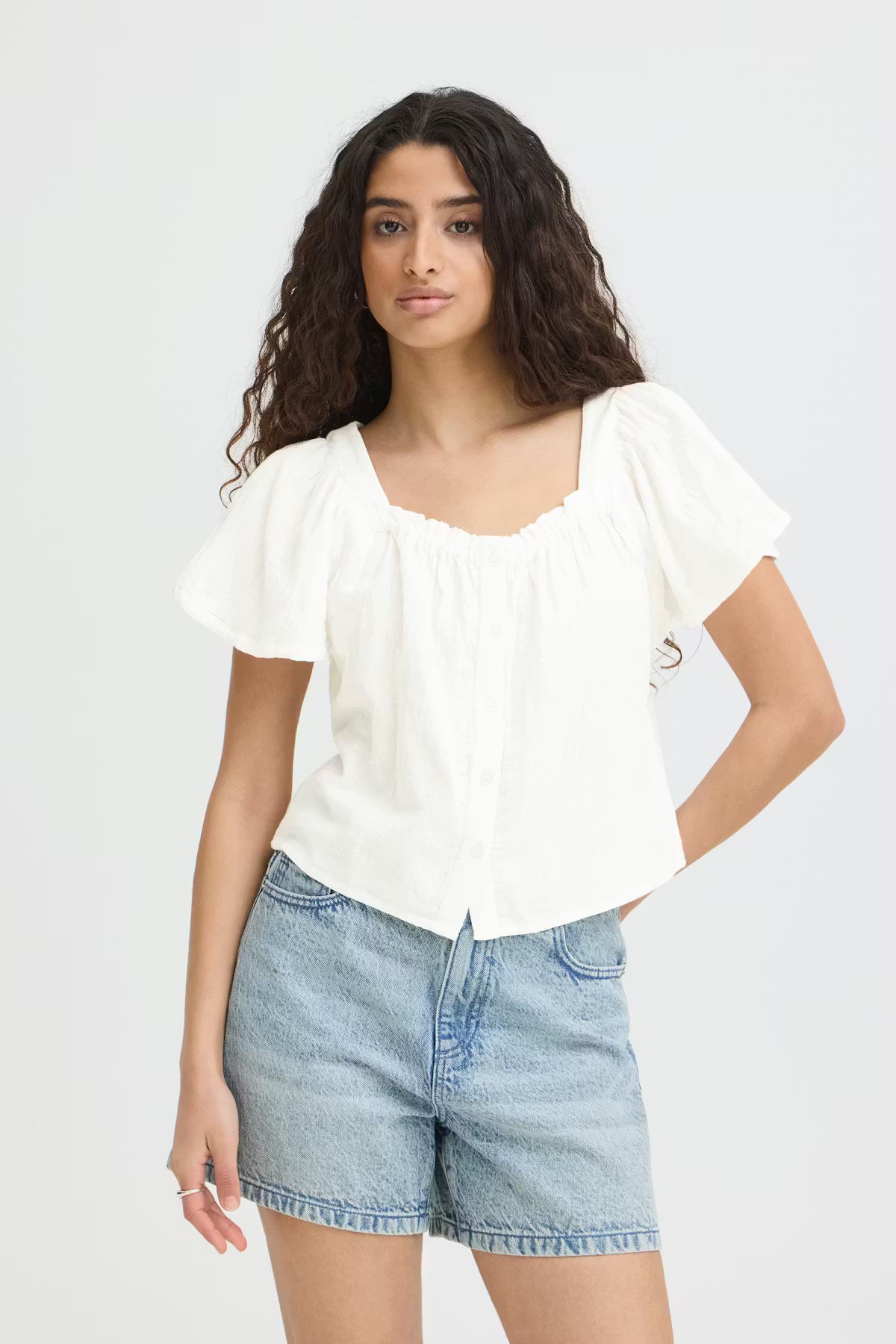 ICHI Foxa Button Front Blouse