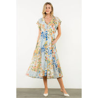 Flutter Sleeve Floral Maxi Dress