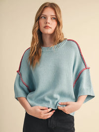 Short Sleeve Sweater Blanket Stitch