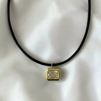 Ophelia Bezel Faux Leather Statement Cord Necklace